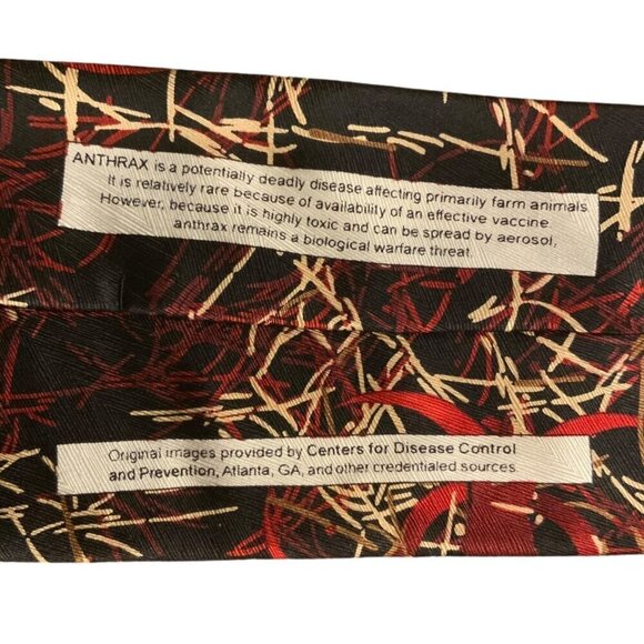 Anthrax Theme Silk Tie by Infectious Awareables Black Red Handmade Silk - Picture 4 of 4